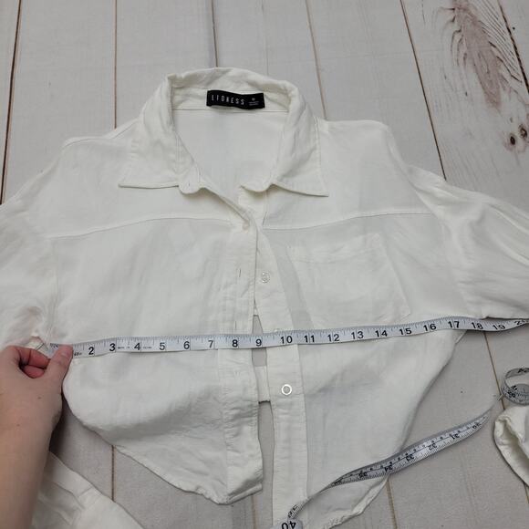 Lioness linen crop button down shirt top - Picture 3 of 7